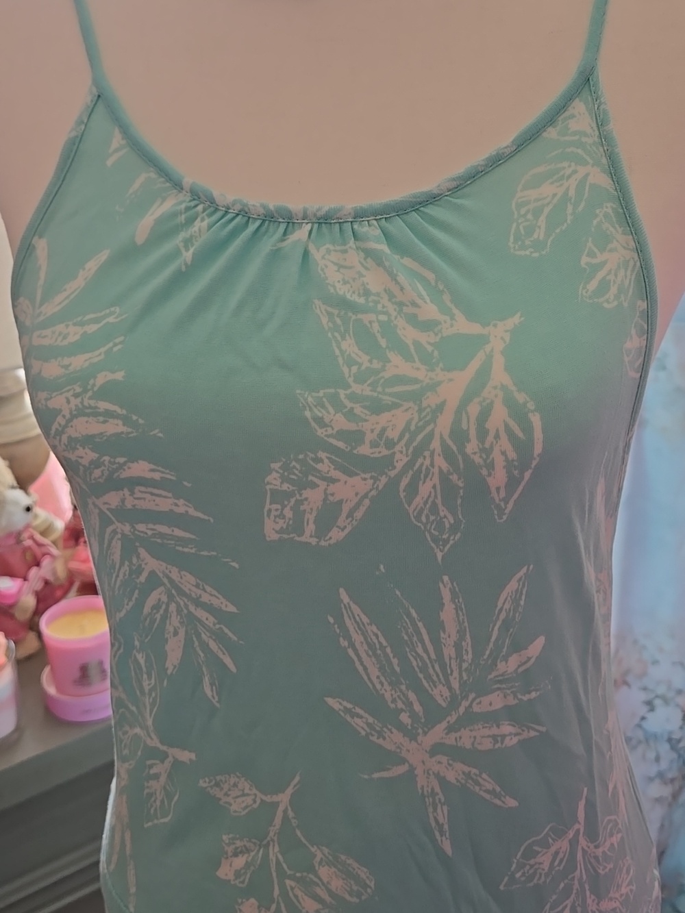 Light Aqua Floral Maxi Dress - Sleeveless Halter Style - Picture 3 of 10
